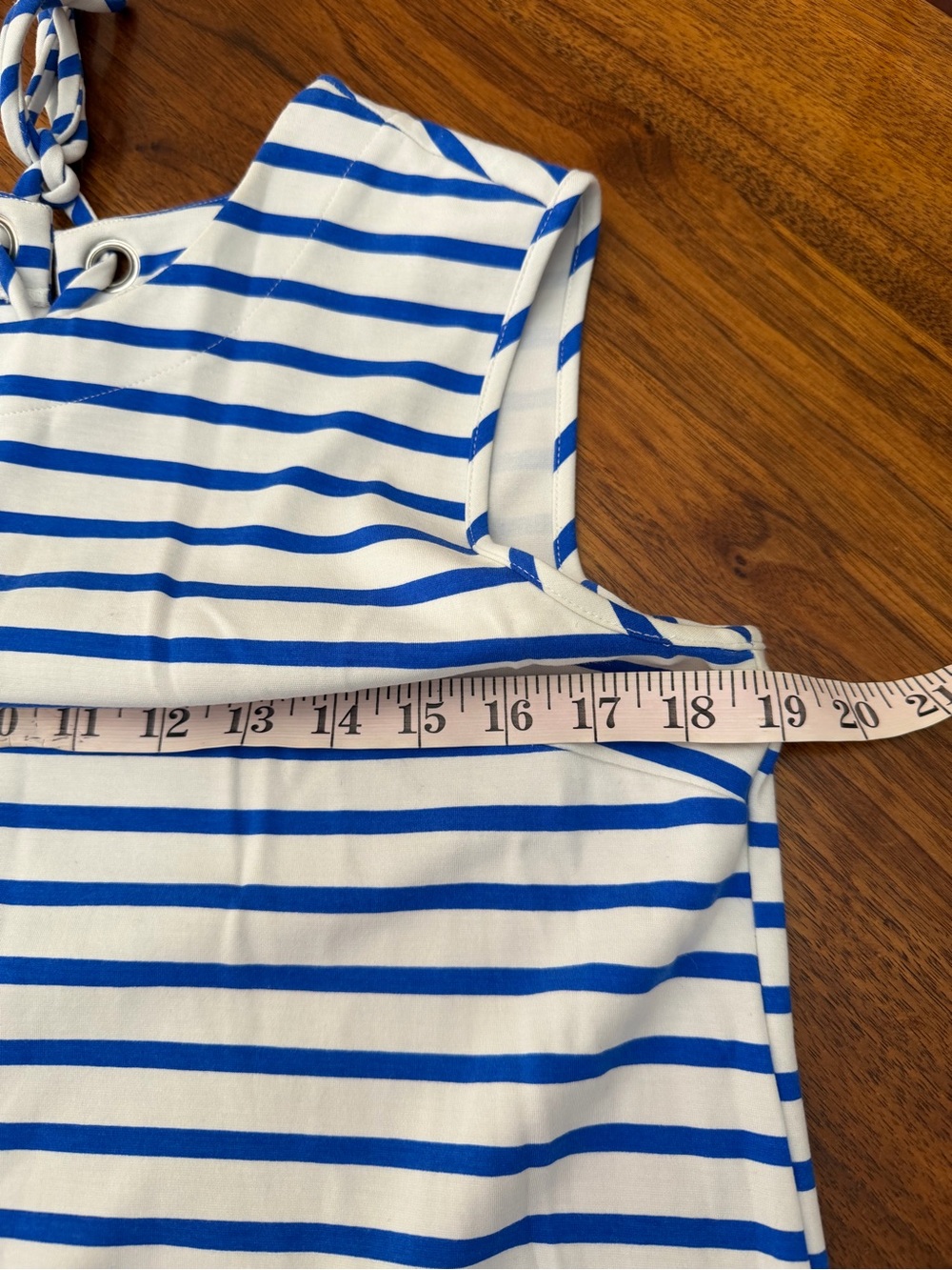 Jude Connally Maya Classic Stripe Dress L Lace-up Back Silver Grommet Nautical - Picture 10 of 11